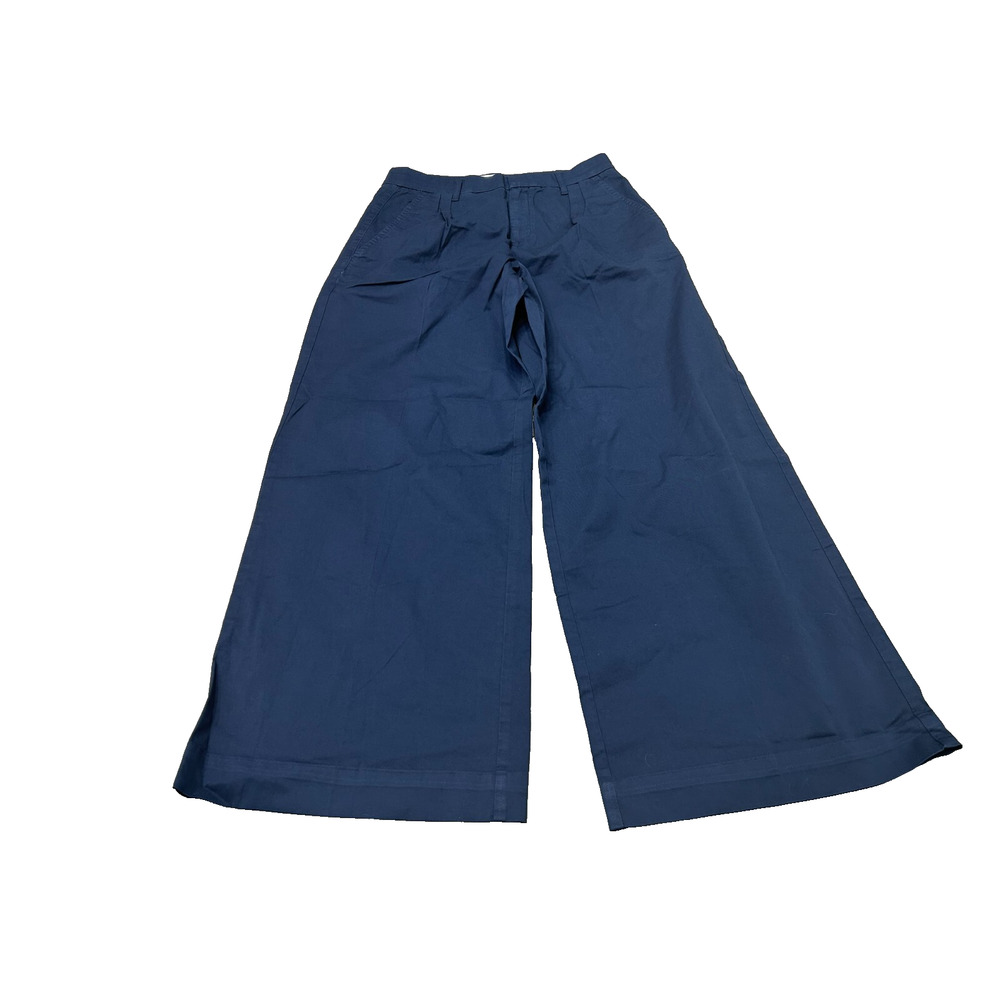 Everlane Womens Navy Blue Easy Wide Leg Pants Organic Cotton Size 12 NWOT